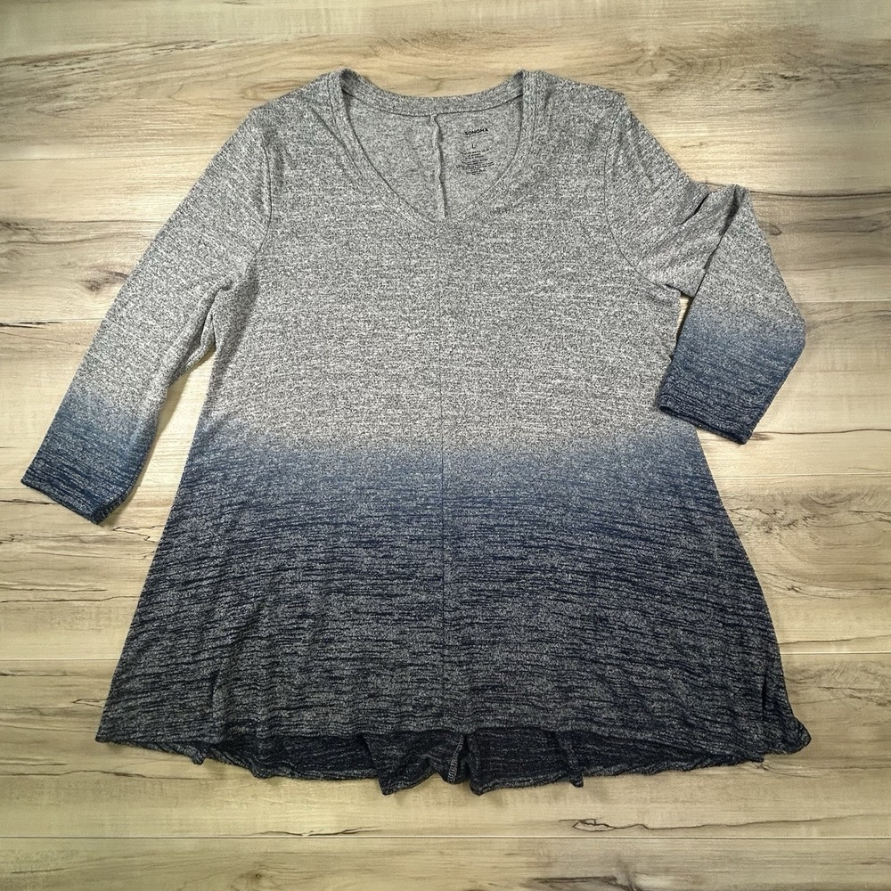 Sonoma Ombré Blue and Gray Women's V-neck  Light Sweater Size Large